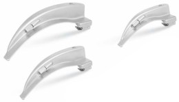 Три ветеринарні клинки Macintosh розмірів 2, 3 і 4 для стандартного ларингоскопа з набору Doctor Devices DD-1000.201. Клинки виготовлені з нержавіючої матової сталі