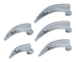 Асортимент стандартних ветеринарних клинків Macintosh. На фото показано декілька клинків різного розміру, від неонантальних до дорослих, для стандартного ларингоскопа LTI-6004